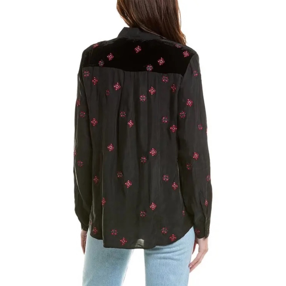 Johnny Was, Workshop, Maxine Western Embroidered Seamed Long Sleeve Shirt - Picture 12 of 16